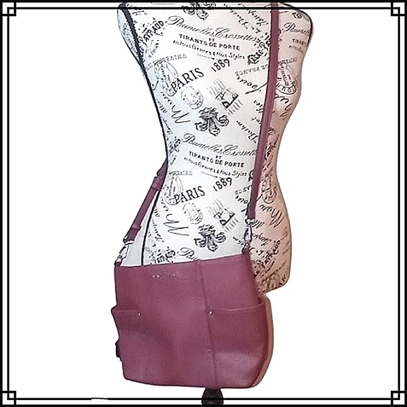 Dana Buchman Red Leather Shoulder Bag w/Chain Straps - Picture 4 of 10